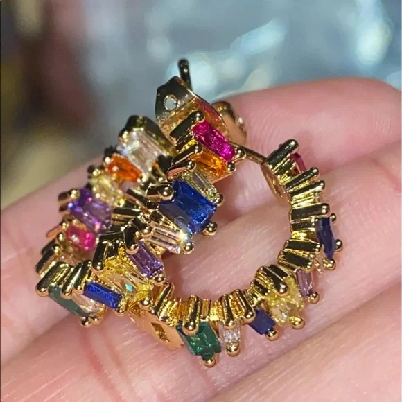 Colorful Hoop Earrings, NWT - Picture 8 of 9